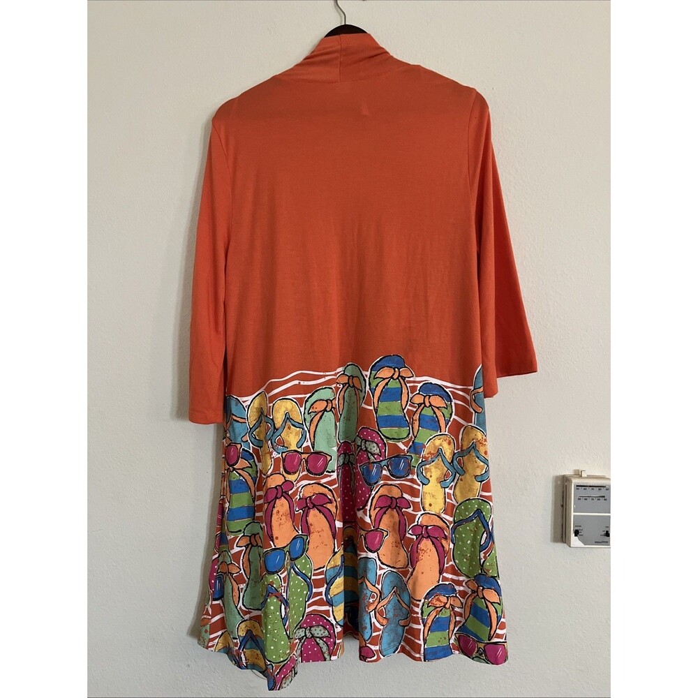 A walk in the park Open Front Draped Flip Flops Sunglasses Summer Cardigan SZ L